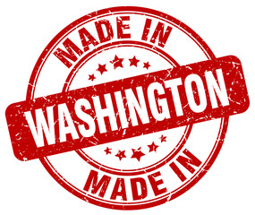 made in Washington red grunge round stamp
