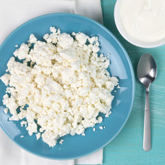 Dairy products on table