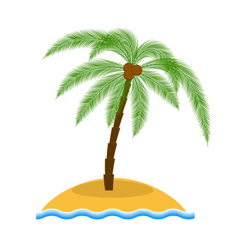 Island with palm tree vector illustration.
