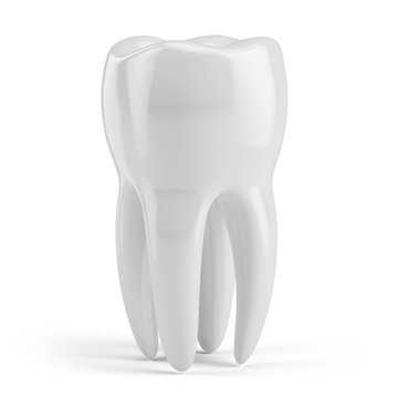 Tooth isolate on white. Tooth 3d icon. Health, medical, tooth doctor, dental clinic or dentist symbol