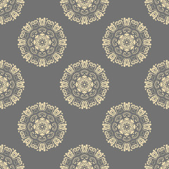 Oriental vector classic pattern. Seamless abstract background with repeating elements. Gray and golden pattern