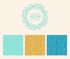 Vector set of logo design templates, seamless patterns and signs