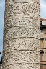 Column of Tajan . Roman triumphal column in Rome, Italy,