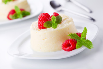 Panna Cotta And Raspberries