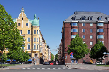 Fototapeta na wymiar Helsinki, Neitsytpolku Street