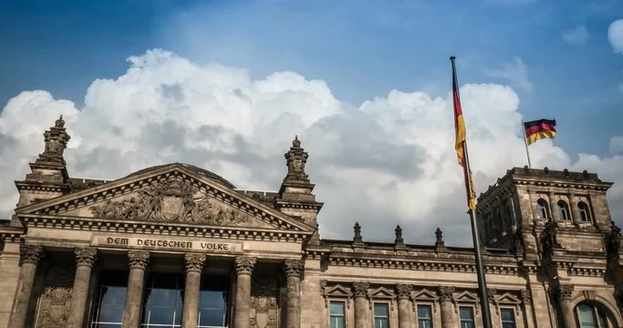 4K, Time Lapse, Closeup  Onto Reichstag Building, Berlin