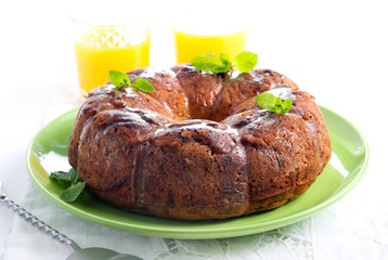 Zucchini bundt cake, with orange glaze