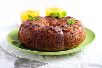 Zucchini bundt cake, with orange glaze