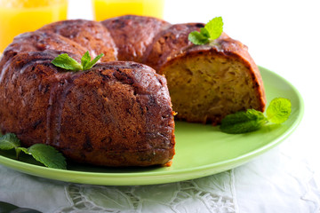 Zucchini bundt cake, with orange glaze
