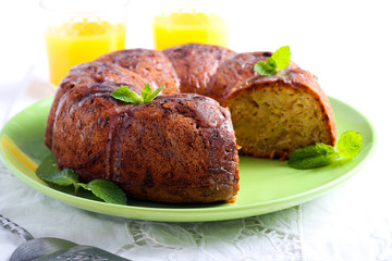 Zucchini bundt cake, with orange glaze