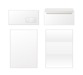Envelope and letters template isolated on white background.