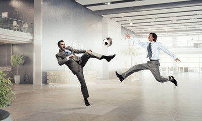 Playing football in office