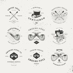 smoking pipes logo set