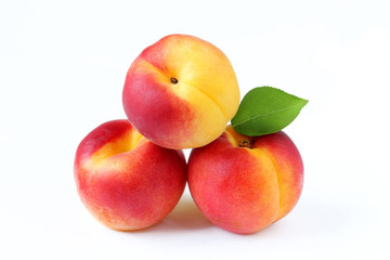 Group of apricots isolated on white