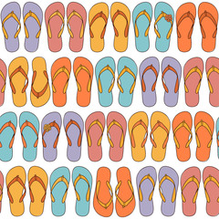 Seamless pattern with multicolored flip-flops