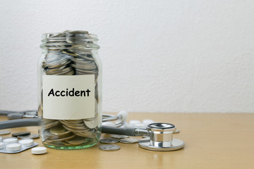 Money saving for Accident in the glass bottle