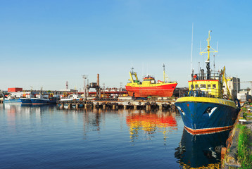 Ships on the Marina in Ventspils in Latvia