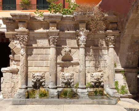 Venetian Rimondi Fountain in Rethymno Crete