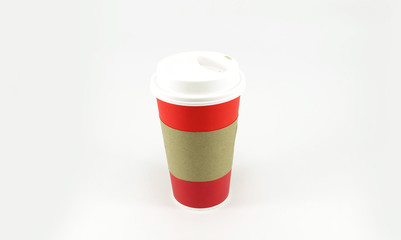 Red coffee paper cup with copy space for text