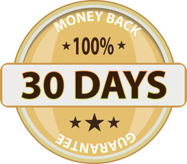30 day money back badge. Vector illustration in flat style.
