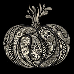 Abstract vector pumpkin patterns on black background for Halloween