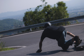 Speeding longboarder