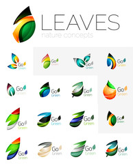 Colorful abstract geometric design leaves, icon set