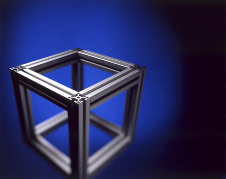 Sfondo con cubo in alluminio
