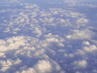 many cloud in blue sky , air plane window view