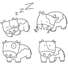 vector set of cow