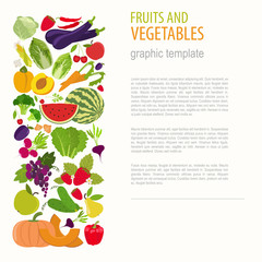 Fruits and vegetables. Nutrition. Icon set