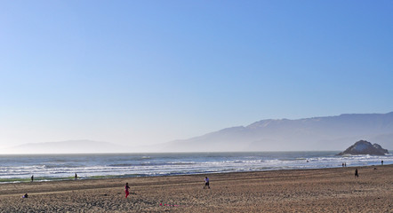 San Francisco: vista di Ocean Beach il 17 giugno 2010. La spiaggia di Ocean Beach, sull'Oceano...