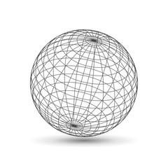 Wireframe globe icon, 3d version