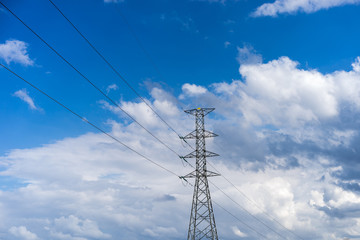 High voltage post with blue sky, Electric post