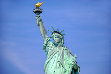 Fototapeta na wymiar Statue of Liberty on Hudson River in New York