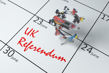3D illustration of a calendar showing the day of the referendum in England - Brexit 10