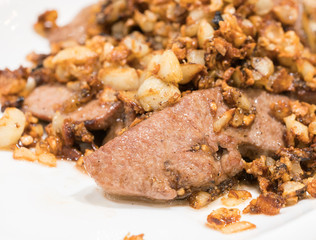 Pork liver with garlic and pepper.

