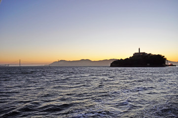 L'isola di Alcatraz nella Baia di San Francisco al tramonto il 7 giugno 2010. L'isola ha ospitato...