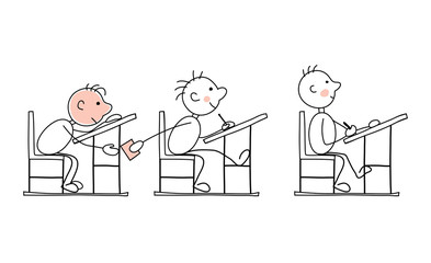 Stiff examination/Funny vector illustration -- students in the exam