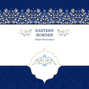 Vector seamless border in Eastern style.