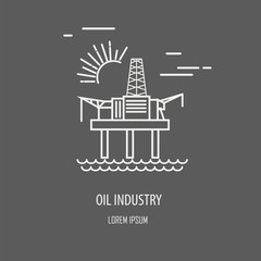 Obraz premium Industrial factory logo template. Linear badge design