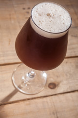 Brown ale on wood