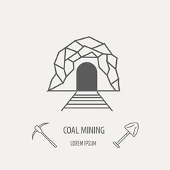 Industrial factory logo template. Linear badge design