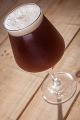 Brown ale on wood
