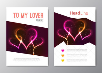 Valentines day vector backgrounds with abstract hearts. Flyer
