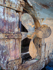 FAVERSHAM, KENT/UK - March 29 : Peeling sanded paintwork on a bo