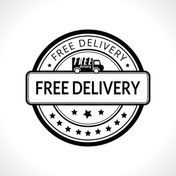 Black stamp with the text free delivery. Fast delivery. Free shipping