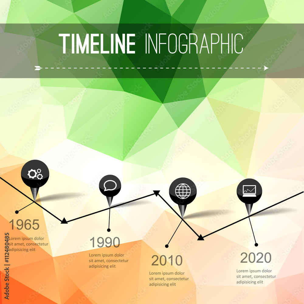 Poster infographic timeline design, concept - template with points. idea to display information, ranking an