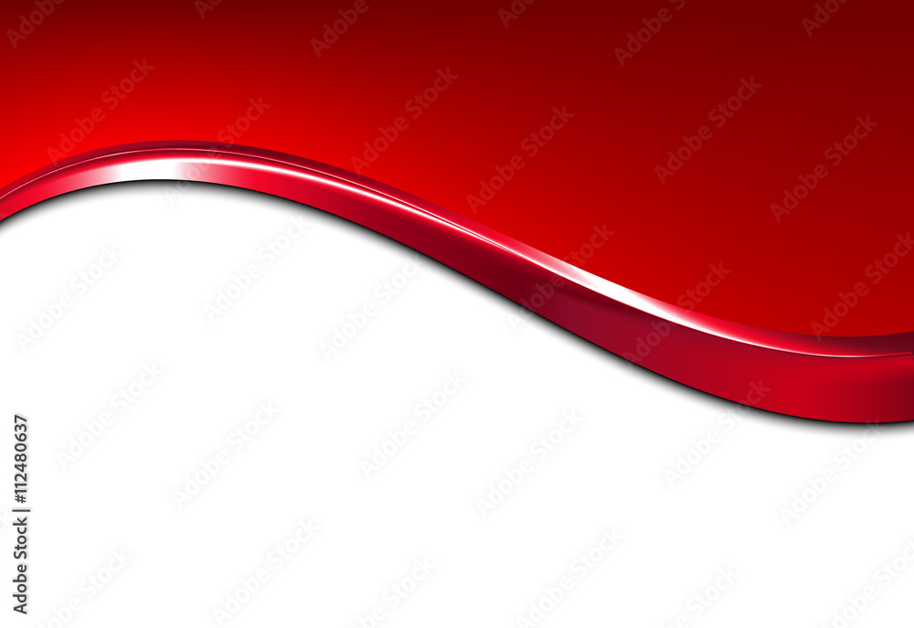 Poster red vector metal background with wave and space for your text