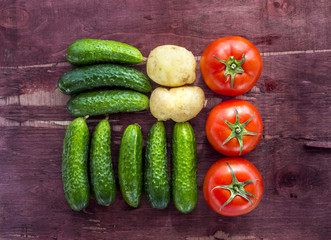 Vegetables on old wood surface